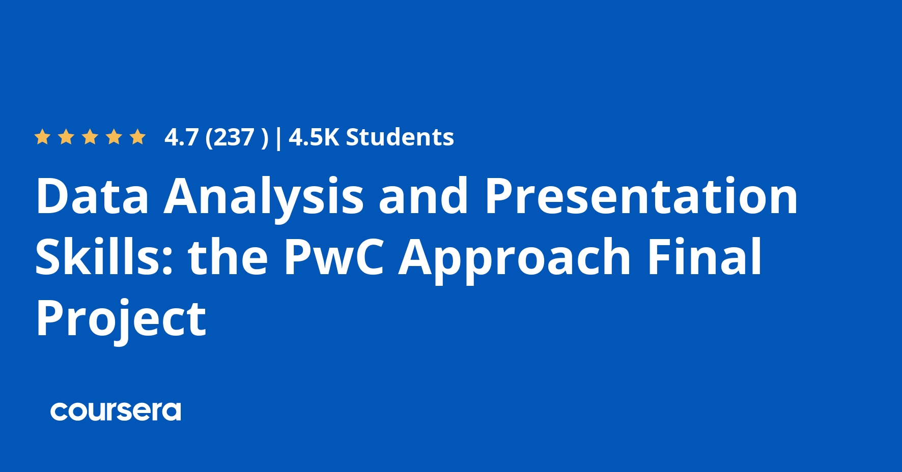 data analysis and presentation skills the pwc approach specialization