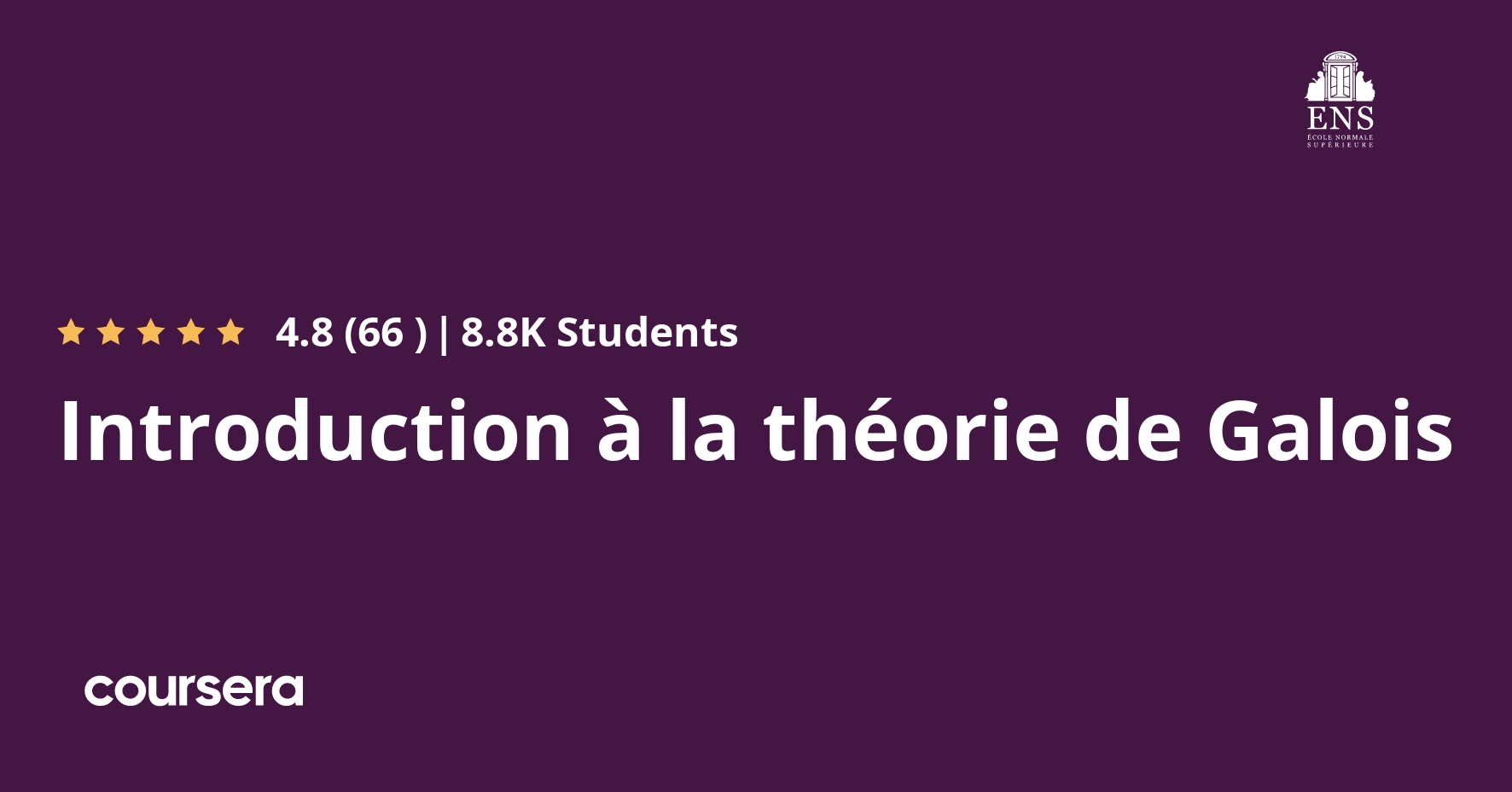 Introduction à la théorie de Galois Coursya