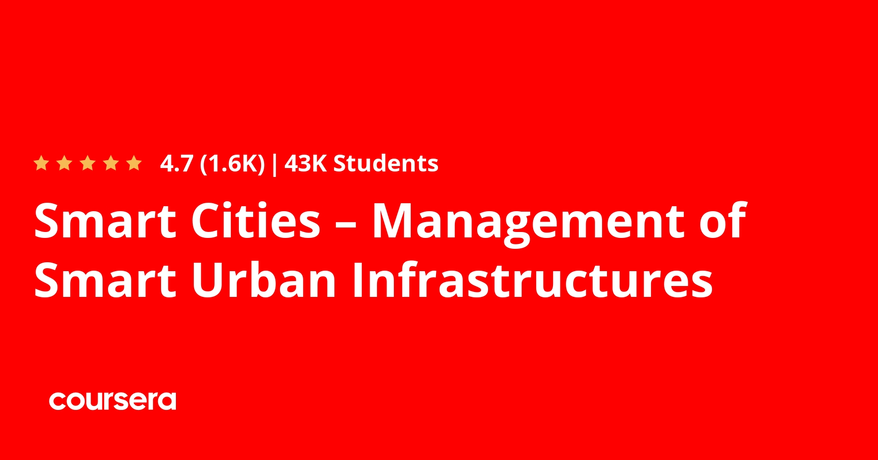 Smart Cities Management of Smart Urban Infrastructures Coursya